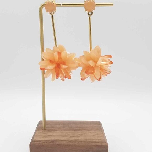 J Crew Coral Drop Resin Flower Earrings - Picture 8 of 9